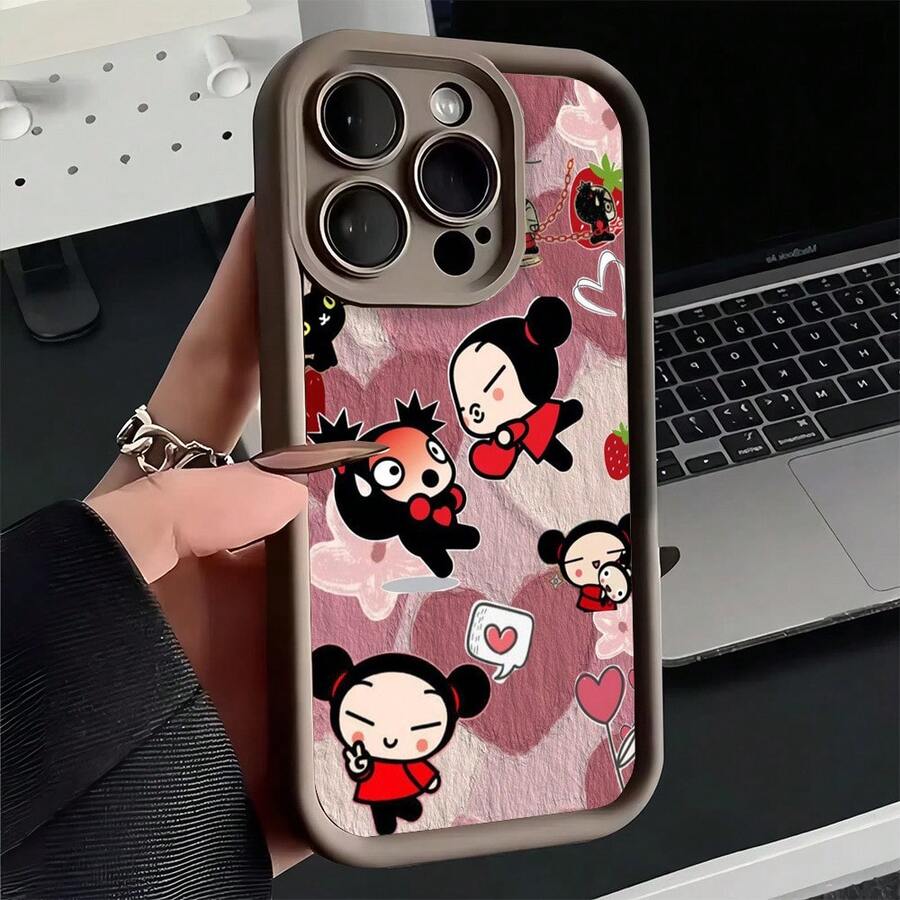 Funda de Teléfono Pucca Garu de Dibujos Animados para iPhone 16 17 Air 16E 15 14 Plus 13 12 Mini 11 Pro Max X Xs XR 7 8 SE con Protección de Lente y Carcasa Suave, Cubierta Resistente a Caídas,Diseño Juguetón,Funda de Personaje Divertido,Silicona de alta calidad,Carcasa Duradera,Accesorio para - Color mezclado 1 - Ver 1