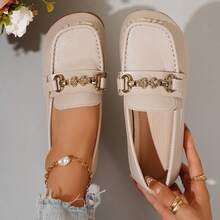 Mocassins plats unicolore pour femmes grandes tailles, adaptés pour le trajet domicile-travail - Kaki - Voir 7