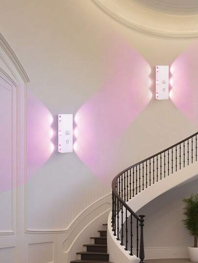 1pc LED Wand Verlichting Motion Sensor, Up Down Illumination, Multi Source Lamp, Slimme Sensor Night Light, Cabinet/Staircase/Corridor Available In RGB s, Kitchen, Bedroom, Balcony, Yard, Street, Garden, Porch, Room, Living Corridor, Staircase, Attic, Shop view 2