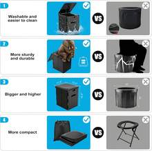 XL Portable Toilet For Adults, 15.4" H Foldable Camping Toilet With Detachable Phone Shelf And Toilet Paper Holder, Waterproof With Lid For Hiking, Long Road Trips, Car - màu đen - Xem 4