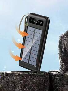 Cargador solar de 20000 mAh, batería externa portátil para teléfono, con puerto USB dual QC3.0, ideal para todo tipo de celulares y dispositivos electrónicos. - Multicolor - Ver 5