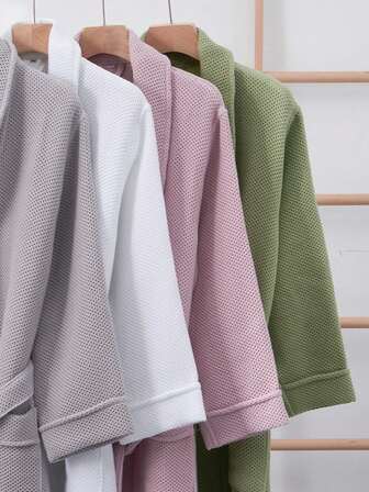 1件装优质蜂窝棉浴袍，成人男女通用浴袍，高端酒店品质，厚实面料，四季皆宜，柔软吸水，宽松版型，多色可选，简约设计，浴室及家居必备品