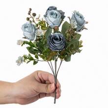 1/80 Stücke künstlicher Rosenstrauß, gestickte Kugel, gemischte Pfingstrosen, Brautstrauß, Hochzeitsdekoration, DIY-Kranzmaterial, Geburtstagsdekoration, Esszimmer, Wohnzimmer, Vase, Garten, Valentinstag, Neujahrsgeschenk - Blau - Übersicht 5