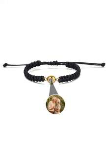 Customized New Projection Bracelet, Stainless Steel Round Photo Bracelet, Colorful Woven Projection Bracelet, Adjustable, Christmas Gift Red Stylish, Fall Fashion, Casual, Contracted, Simple, Unisex Stylish - Style Second-hand Chain - View 11