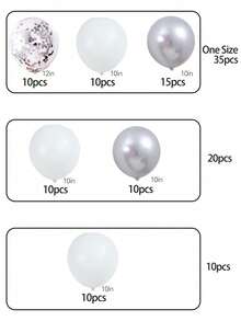 35 件银色和白色婚礼生日装饰气球套装 - 生日装饰、毕业典礼、婚礼派对、家庭房间乳胶气球 - 彩色 - 查看 8