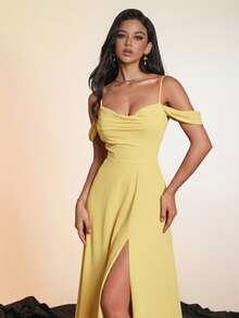 Váy dạ hội sang trọng cao cấp Smilprince - Vàng nhạt - Xem 8