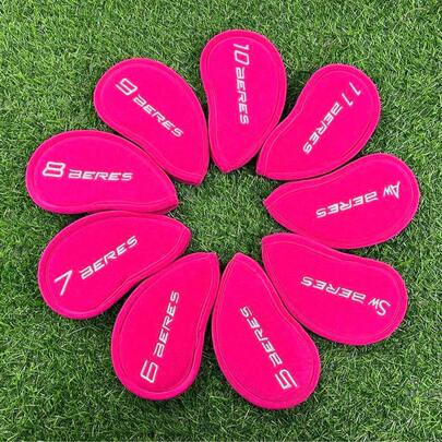 9 Pieces Premium Golf Club Head Covers - Iron Head Covers, Dustproof, Abrasion Resistant, Numbered, Made Of High Quality Material, And Are Very Durable Club Accessories