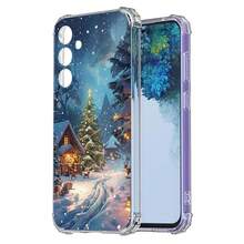Funda a prueba de golpes de cuatro esquinas con escena de nieve navideña, compatible con iPhone 17air/16e/15/14/13/12/11 Pro/Pro max/plus, 12/13mini, X/XS/XSmax,  Galaxy A03/A04/A05S/A06/A12/A14/A15/A16/A21S/A24/A25/A26/A32/A34/A35/A54/A55, Note10/Note20, S20/S21/S22/S23 FE/S24 FE/S25Ultra/S25edge PLUS/ULTRA, funda de teléfono de TPU suave - transparente - Ver 4