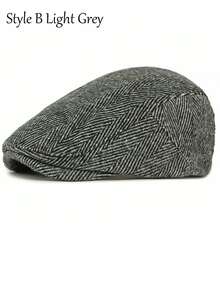 Winter Classic Beret Warm Newsboy Cap Plaid Forward Hat - Multicolor - View 12