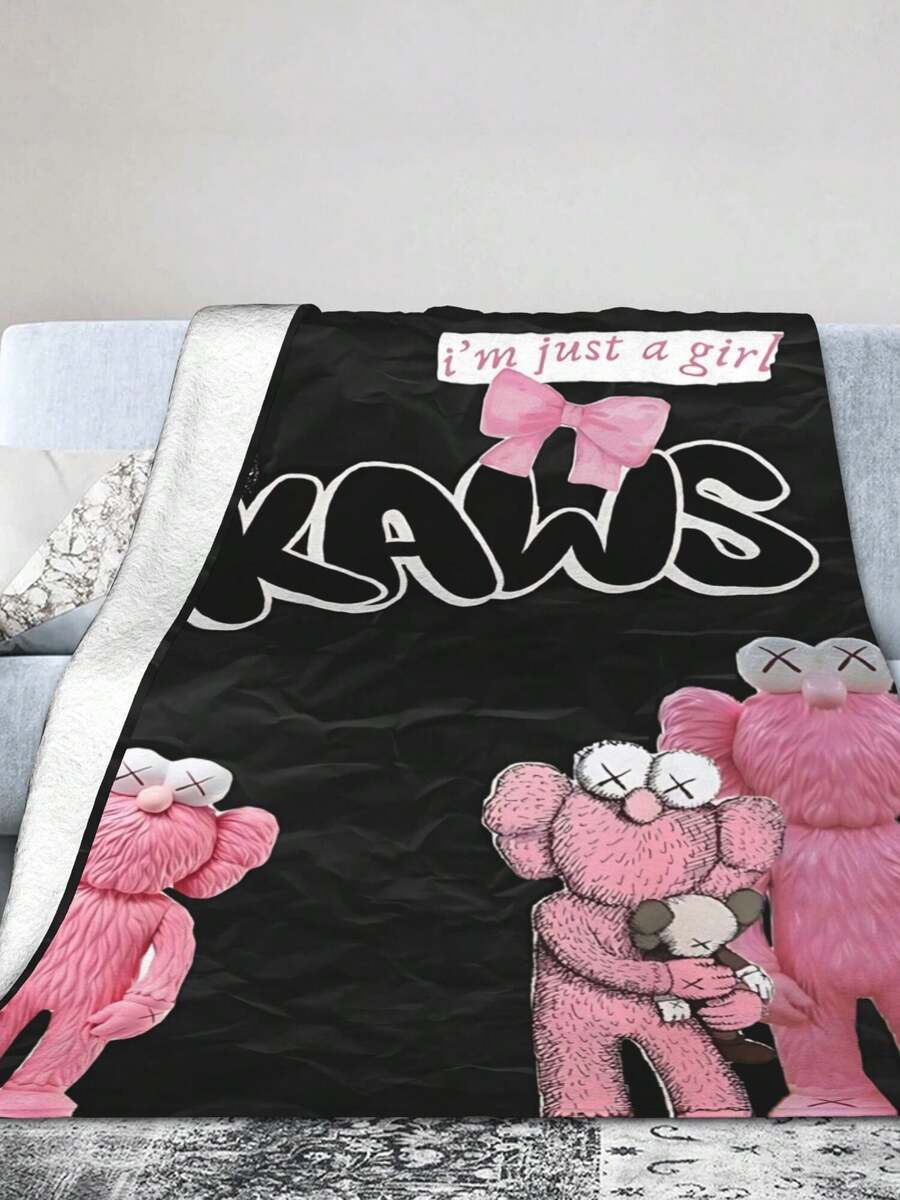 Kawss Kawaii Kaw Blanket The Ultimate Anime Fan Gift - Luxuriously Soft Flannel Blanket, Cartoon Printed Throw For Home, Camping, Travel, Perfect For Christmas & Birthdays - 黑色 - 查看 1