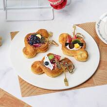 1pc/Bag 3 Types Creative Interesting Novel Fashion Mini Realistic Food Keychains - Egg Tart, Cake, Keyring, Handbag, Wallet, Pendant - Multicolor - View 1