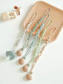 1-Piece Silicone Baby Pacifier Clip - Anti-Lost Soother Chain With 1 Clip - Multicolor - View 5