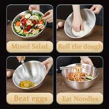 1 Juego de Tazones de Ensalada de Acero Inoxidable con Escala, 1 Tazón Grande de Mezcla para Hornear en la Cocina, 1 Bandeja de Preparación y Servir, Herramientas para Ensalada y Hornear, y Tazones de Cocina Duraderos y Fáciles de Limpiar - Multicolor - Ver 2
