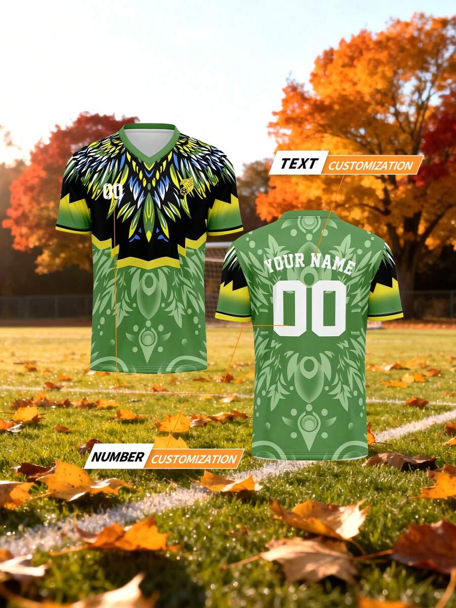 Áo đấu tùy chỉnh, Áo bóng đá cổ chữ V tập luyện cho câu lạc bộ thể thao nam, in tên, số, logo ở mặt trước và mặt sau, phù hợp cho các trận đấu ở trường, đồng phục đội, thường ngày, tiệc tùng, vừa vặn thoải mái - Nhiều màu - Xem 1