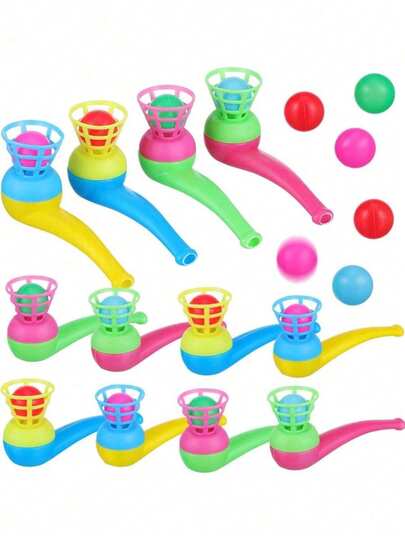 10pcs/5pcs Random Color Plastic Tube Floating Blow Balls - Levitating Flying Balls - Fun Party Gifts - Adult Stress Relief Balance Blow Ball Funny Party Supplies