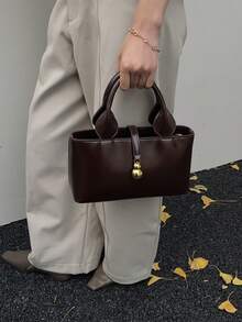 Fashionable Leather Elegant Shoulder Handbag, Tote & Crossbody Bag, Chic For Women, Autumn/Winter - Brown - View 6