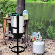 13*32in Iron Aluminum Black Round Tripod Stove Rack Silver Fryer Gas Fryer - Silver - View 2