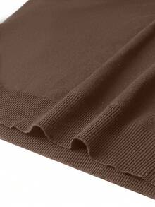 Suéter masculino casual de gola redonda em cor sólida, versátil para outono/inverno. - Castanho - Ver 6