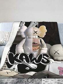 Kawss Kawaii Kaw Blanket The Ultimate Anime Fan Gift - Luxuriously Soft Flannel Blanket, Cartoon Printed Throw For Home, Camping, Travel, Perfect For Christmas & Birthdays - màu đen - Xem 1