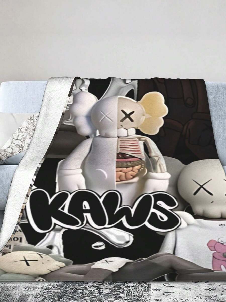 Kawss Kawaii Kaw Blanket The Ultimate Anime Fan Gift - Luxuriously Soft Flannel Blanket, Cartoon Printed Throw For Home, Camping, Travel, Perfect For Christmas & Birthdays - màu đen - Xem 1