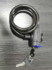 1pc Heavy-Duty Motorcycle And Bicycle Chain Lock Measuring Anti-Theft Metal Safety Lock With Key, Black Braided Cable, Manual Control, And Polished Finish, Suitable For Outdoor, Camping, Travel, Stylish Metallic Feel | Robust Metal Construction, Bicycle Lock.