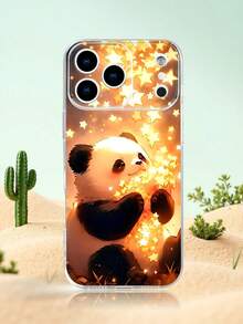 Funda de teléfono con diseño de oso panda y estrellas brillantes, estampado con panda sosteniendo luces doradas en un ambiente mágico, estilo encantador ideal para celebraciones festivas y uso diario, diseño de cuento romántico, funda transparente, resistente a golpes, alta transparencia, compatible con iPhone17/16/15/14/13/12/11/Plus/Pro/ProMax, compatible con Galaxy A34/A35/A54/A55, Galaxy S20/S21/S22/S23/S24/S25 Ultra/Plus, compatible con Moto/Galaxy/Redmi/Honor/OPPO - transparente - Ver 1
