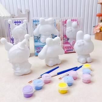  Sanrio Kuromi, My Melody, And Cinnamoroll DIY Painted Figurines Hand-Painted Dolls, Educational And Creative Handicrafts, Parent-Child Graffiti Activity Party Gifts, Desktop Decoration And Collection, Perfect For Sanrio Fans, Birthday Presents, And Surprising Gifts For Family And Friends
