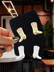 Betykuku 2 Pairs Fashionable Gold & Silver Leaf Stud Earrings Set, Gift For Women & Girls, Suitable For Daily, Party, Outing