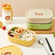 Cute Cartoon Plastic Lunch Box With Detachable 3 Compartments, Microwave Divided Bento Box, Portable Fruit Salad Food Storage Container, Refrigerator Fresh-Keeping Box, Lunch Container For Student Adult Use In Home, Office, Picnic, Back To School - Multicolor - View 11