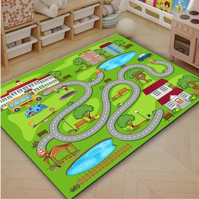 1件儿童卡通图案装饰地毯，创意趣味设计，多种颜色可选