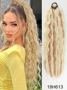 24-Inch Kinky Curly Ponytail Extension - Wrap Around Afro Curly Hairpiece With Elastic Band, Black & Blonde Options For Women - Multicolor - View 12