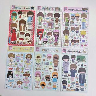 4 piezas Nuevos Pegatinas de personajes de mejor amigo con estilo de garabato original Wacawaca, materiales decorativos de dibujos animados con estilo Ins lindos (estilo y color aleatorios)
