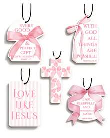 5pcs Inspirational Car Air Freshener Cute Pink Bow Coquette Bible Verses Automotive Accessories Car Interior Hanging Scents Mirror Decor For Women Teen Girls - 靈感 - 查看 1