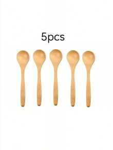 10pcs Wooden Long Handle Spoons For Eating Soup, Coffee, Honey, Jam And Other Condiments, Perfect For Family Coffee And Serving Creative Dishes, Lightweight And Convenient To Use,Kitchen,Christmas Gift - Wood Color - View 9