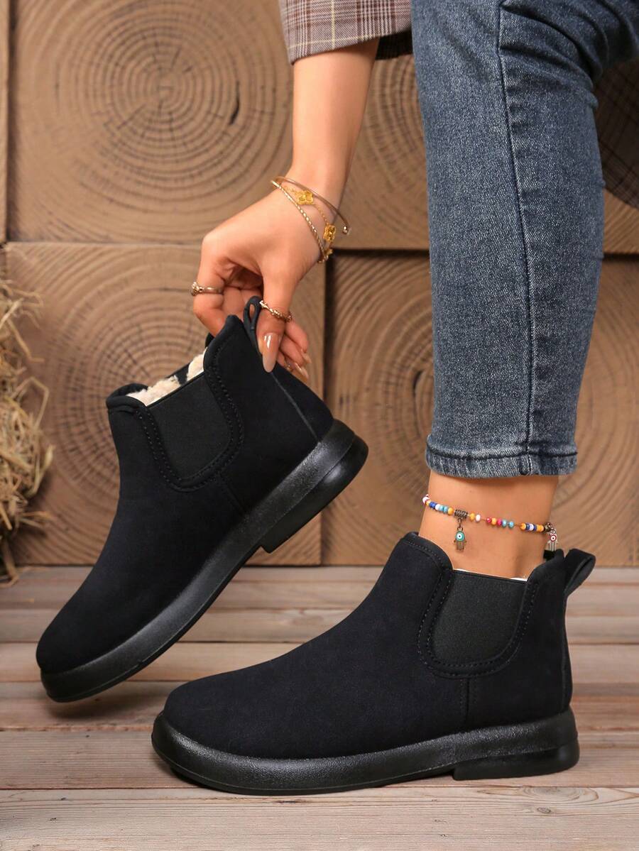 Women's Winter Warm Thermal Lined Shoes, Comfortable Mom Shoes, Flat Versatile Ankle Boots Snow Boots