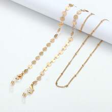 Fashionable Metal Chain, Anti-Slip Necklace With Pearl & Heart Disc Eyeglass Chain, & Versatile Accessory Glasses And Masks, Chic & Stylish - 扇貝 - 查看 4