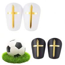 1 Pair Mini Size Football Shin Guards, Thick Impact Resistant Leg Pads, Comfortable & Lightweight, Durable Criss-Cross Design, Suitable For Training And Matches, Golden Cross Pattern - Golden Cross - View 1