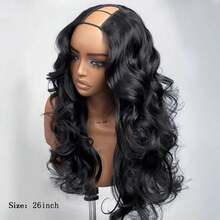 New In 250% Density Pre-Styled Butterfly Cut Layered U Part Natural Black Synthetic Hair Wigs - Black - View 5