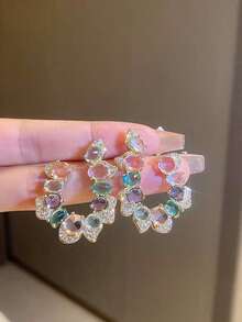 Andkiss Cubic Zirconia Decor Stud Earrings - 彩色 - 查看 1