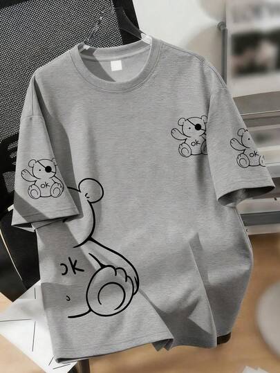 Cute & Playful T-Shirt For Teenage Girls | Black Bear OK Print | Casual Daily Soft Style | Teenage Clothing