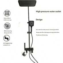 4-Setting Adjustable Shower Head Set, Black, For Home & Hotel Use