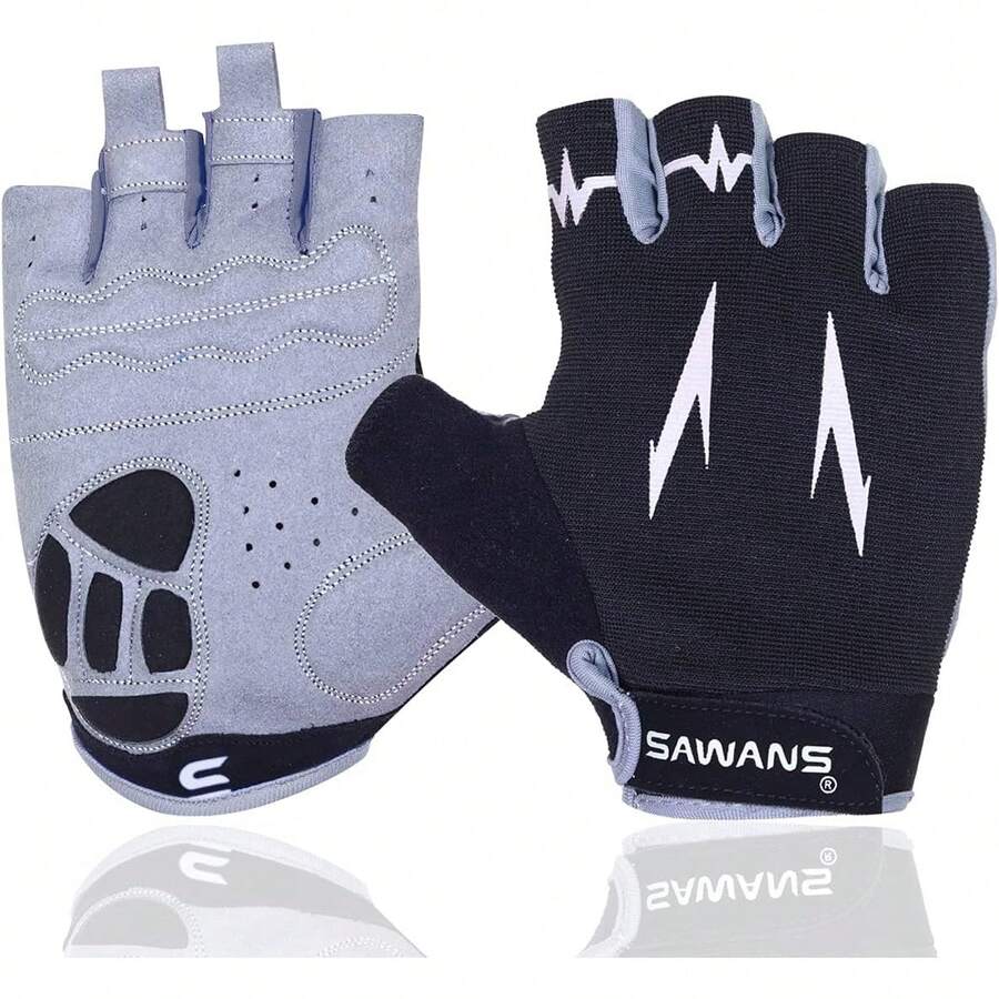 Guantes de ciclismo con medio dedo, guantes de ciclismo de montaña y carretera, antideslizantes, absorbentes de golpes, acolchados, transpirables, para bicicleta de montaña, para hombre y mujer, color, talla M - 1 - Ver 1