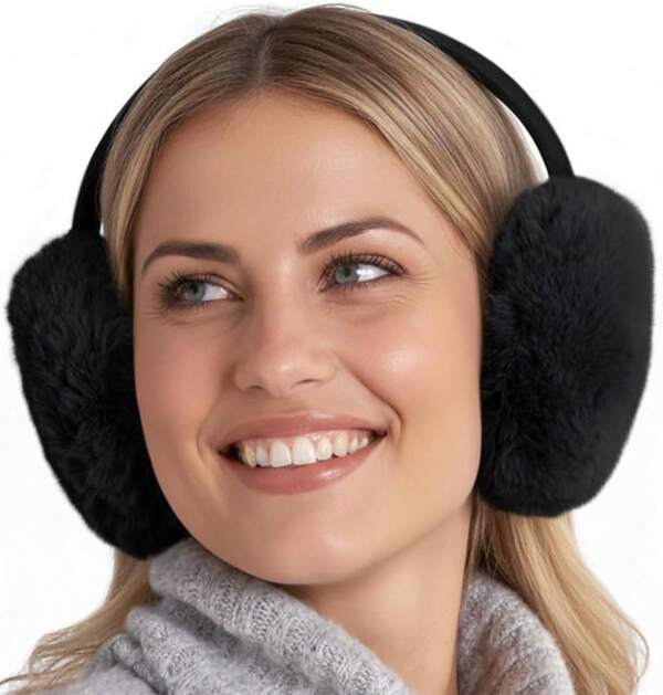 Ear Muffs Women - Winter Ear Warmers - Soft & Warm Knit Furry Fleece Earmuffs - Ear Covers Cold Weather