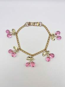 1件装时尚樱桃造型包包链配件，合金树脂材质，大小樱桃图案可选，手提包挂绳，旅行行李箱挂饰，房间装饰，节日礼物，女士包包吊坠，手机配件，手机挂件，钥匙扣，挂绳 - 彩色 - 查看 7