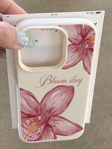 1pc Customizable Name Phone Case With Gradient Pink White Orchid Floral Design, Compatible With IPhone 15 Pro Max/16E/14 Plus/13/12/11, Overall Fresh Sweet Style, Ideal For Flower Lovers And Those Seeking Personalized Romantic Aesthetic - 1pc - 查看 5