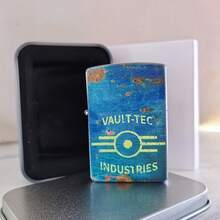 Fallout Themed Collection Lighters Set - 4 Unique Post-Apocalyptic Vintage Metal Lighters, Uses Lighter Fluid, Classic Flint Wheel And Windproof Design, Various Retro-Futuristic Designs, Perfect Gift For Men And Women, No Battery - 藍色 - 查看 9