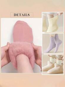 3 Pairs Snugly Velvet Winter Thermal Socks,Winter Thermal Socks-Soft, Warm & Fuzzy - Multicolor - View 8