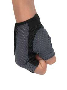 1 Pair Half Finger Breathable Polyester Fitness Gloves - Grey - View 7