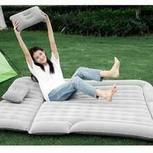 Car Air Mattress Vehicle Inflatable Thickened Travel Bed Sleeping Pad Camping AccessoryGray - White - View 2