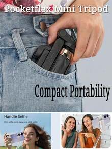 YAIUZGOO Mini 3-In-1 Phone Tripod, Extendable Handle, Detachable Remote, Pocket-Sized, Essential For Travel Photography, Aluminum Alloy, 360° Flexible Rotation, Selfie Stick Tripod, One-Button Operation - Multicolor - View 10